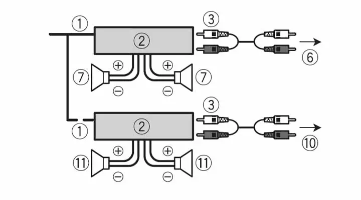 Pioneer FH-X720BT wiring diagrams connections amplifier